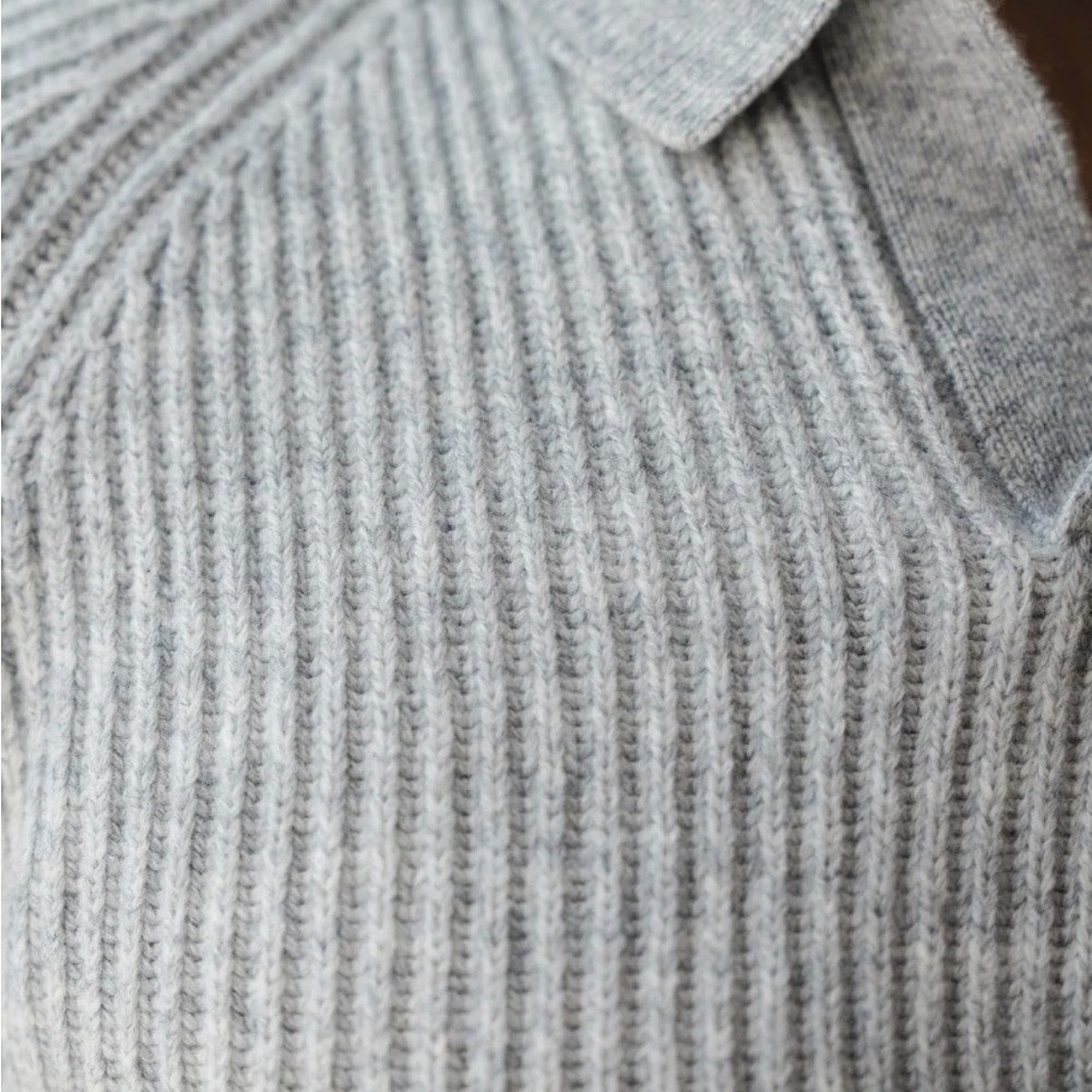 NWOT Tailored Athlete Men's Fisherman Rid Open Collar Polo Gray Sweater - Picture 4 of 4